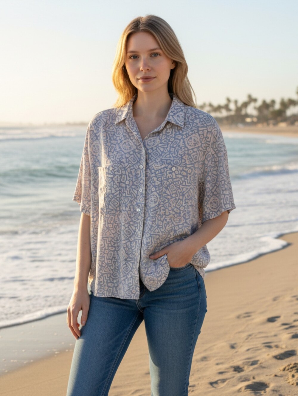 Liz Claiborne Collection Vintage 90s Paisley Button Down Oversized 8